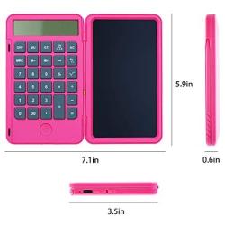 Basic Calculator Notepad with 6.5 Inch LCD Writing Tablet, Rechargeable, Lock Button and E-Pen,12 Digit Display, Also Inkless Drawing/Memo Pads/Planning Boards, Hand-held for Daily and Basic Office