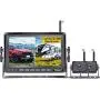 Rohent FHD 1080P Dual Digital Wireless Rear View Camera with 7 Inch DVR Monitor Support Full/Split Screen for Trucks,Trailers,RV High-Speed Observation Backup Camera System IP69K Waterproof R8