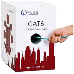 1000ft Cat6 Plenum | 100% Solid Bare Copper Wire 23AWG 4 Pair, 550MHz, Unshielded Twisted Pair (UTP), Cat 6 Ethernet Cable Plenum - Green
