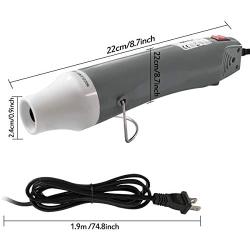 Mlife Mini Heat Gun - 300 Watt - Dual-Temperature Heat Tool with 6.5FT Power Cord for DIY Acrylic Resin Cups Tumblers Embossing Shrink Wrapping Paint Drying Crafts Electronics DIY (Light Gray)