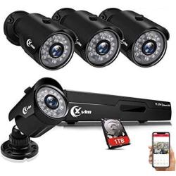 XVIM 8CH 1080P Security Camera System Home Security Outdoor 1TB Hard Drive Pre-Install CCTV Recorder 4pcs HD 1920TVL Upgrade Surveillance Cameras with Night Vision Easy Remote Access Motion Alert