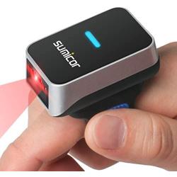 Sumicor Barcode Scanner 2D Bluetooth Ring Finger Wireless Barcode Scanner,Portable Wearable Mini Bar Code Reader Work with Widows iOS Android Linux Mac OS