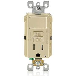 Leviton GFSW1-I Self-Test SmartlockPro Slim GFCI Combination Switch Tamper-Resistant Receptacle with LED Indicator, 15-Amp, Ivory