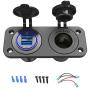 Quick Charge 3.0 Cigarette Lighter Outlet Splitter, 12V USB Charger Waterproof Power Socket Adapter DIY Kit with Blue LED Dual USB Ports for Rocker Switch Panel on Car Boat Marine RV, etc