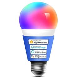 Smart Light Bulb, meross Smart WiFi LED Bulbs Compatible with Apple HomeKit, Siri, Alexa, Google Assistant and SmartThings, Dimmable E26 Multicolor 2700K-6500K RGB, 810 Lumens 60W Equivalent, 1 Pack