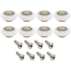 Dia 19mm Stainless Steel Shower Door Wheels Rollers Runners, White, 19mm x 5mm (8pcs)