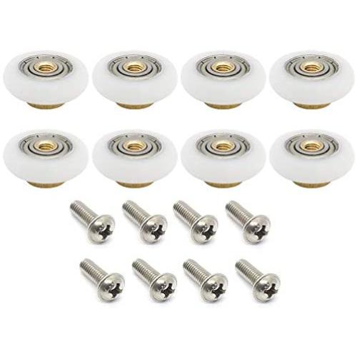 Dia 19mm Stainless Steel Shower Door Wheels Rollers Runners, White, 19mm x 5mm (8pcs)