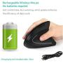 Ergonomic Mouse, LEKVEY Vertical Wireless Mouse - Rechargeable 2.4GHz Optical Vertical Mice : 3 Adjustable DPI 800/1200/1600 Levels 6 Buttons, for Laptop, PC, Computer, Desktop, Notebook etc, Black