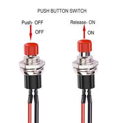 DaFuRui 10Pack Red 1A 250V AC 2 Pins SPST Normal Open Mini Momentary Push Button Switch with Pre-soldered Wires