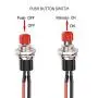 DaFuRui 10Pack Red 1A 250V AC 2 Pins SPST Normal Open Mini Momentary Push Button Switch with Pre-soldered Wires