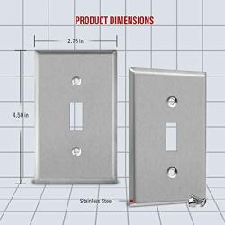 ENERLITES Toggle Light Switch Stainless Steel Wall Plate, Metal Plate Corrosive Resistant Cover for Rotary Dimmers Lights, Size 1-Gang 4.50''x 2.76'', 7711, 430 Stainless Steel, UL Listed, Silver