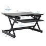 Rocelco 32'' Height Adjustable Standing Desk Converter - Sit Stand Computer Workstation Riser - Dual Monitor Retractable Keyboard Tray Gas Spring Assist - Black (R EADRB2)