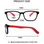 AHXLL Kids Blue Light Blocking Glasses 2 Pack, Anti Eyestrain & UV Protection, Computer Gaming TV Phone Glasses for Boys Girls Age 3-9 (Black+Transparent Blue)