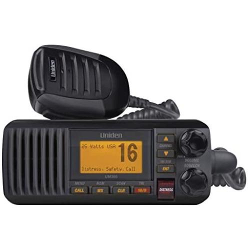 Uniden UM385BK 25 Watt Fixed Mount Marine Vhf Radio, Waterproof IPX4 W/ Triple Watch, Dsc, Emergency/Noaa Weather Alert, All Usa/International/Canadian Marine Channels, Memory Channel Scan, Black