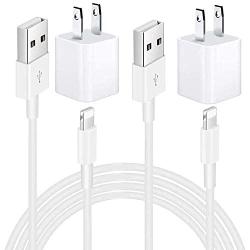 DESOFICON for iPhone Charger, [Apple MFi Certified] Lightning Cable 2 Pack 3FT Fast Charging Data Sync Transfer Cord & 2 Pack USB Wall Charger Travel Plug Compatible with iPhone 12/11/XS/XR/X 8 7/iPad