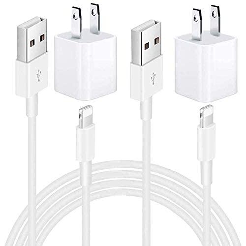 DESOFICON for iPhone Charger, [Apple MFi Certified] Lightning Cable 2 Pack 3FT Fast Charging Data Sync Transfer Cord & 2 Pack USB Wall Charger Travel Plug Compatible with iPhone 12/11/XS/XR/X 8 7/iPad