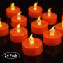 Battery Operated LED Tea Lights Candles: 24PACK Flameless Electric Candles Lamp Realistic and Bright Flickering Holiday Gift Long Lasting for Halloween Birthday Wedding Party Home Decoration Orange