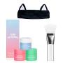 I DEW CARE Mini Scoops Wash Off Face Mask Skin Care Trio + Black Cat Spa and Makeup Headband + Soft Silicone Face Mask Brush Bundle