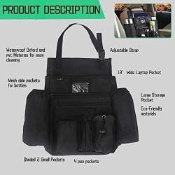Car Front Seat Organizer - Car Seat File Organizer, Car Passenger Seat Organizer Law Enforcement - Vehicle Storage Organizer with Dedicated Laptop Tablet Holder Cup Holder, Black