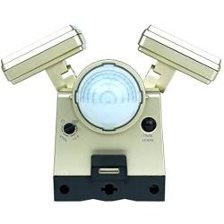 LB1870CH700 Lumen Battery Operated Ultra Bright LED Motion Security, Motion Sensor, Motion Activated Flood Light, Wall or Eave Mount Twin Head includes L-bracket for easy mounting Champaign finish