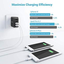 USB Wall Charger, iClever 40W 8A 4-Port Charging Station with Foldable Plug, USB Power Adapter for iPhone 11 Pro Xs/XS Max/XR/X/8/7,iPad Pro/Air 2/Mini 4/3, Galaxy/Note/Edge, LG, Nexus, HTC, and More