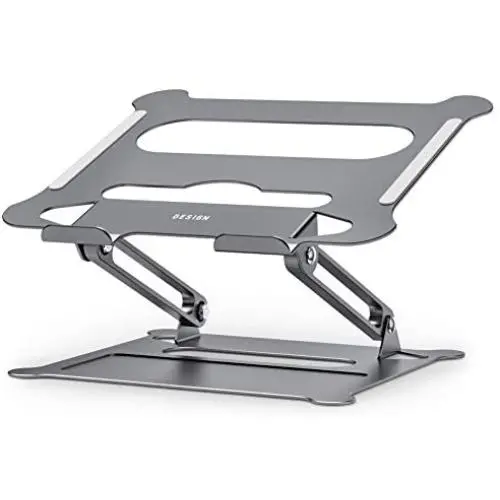 Besign LS05 Aluminum Laptop Stand, Ergonomic Adjustable Notebook Stand, Riser Holder Computer Stand Compatible with Air, Pro, Dell, HP, Lenovo More 10-15.6'' Laptops (Grey)