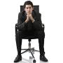LUCKWIND Ergonomic Office Chair Ribbed Leather Swivel - Adjustable Height Tilt Arm Sleeves Lumbar Support High Back Upholstery Executive Modern Conference Computer Chrome Wheel Caster 350lb Big Black