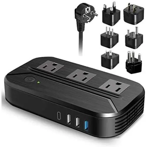 Voltage Converter 2300W International Power Converter Step Down 220v/240v to 110v/120v Travel Adapter Transformer w/ 4 USB 3 AC Outlets 7 Worldwide Plug Adapters EU/US/AU/IT/UK/India/South Africa