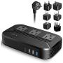Voltage Converter 2300W International Power Converter Step Down 220v/240v to 110v/120v Travel Adapter Transformer w/ 4 USB 3 AC Outlets 7 Worldwide Plug Adapters EU/US/AU/IT/UK/India/South Africa