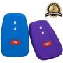 Lcyam Blue Purple Soft Material Silicone Key Fob Cover Case 3 Button Fits for Toyota Prius Avalon Corolla Camry RAV4 Smart Keyless Remote
