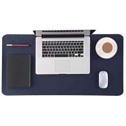 Bedsure Genuine Leather Desk Pad, Office Desk Mat Blotter on Top of Desks, Large Computer Desk Mat, Waterproof Non Slip Desk Pad Protector for Office and Home (Dark Blue,15.7x31.5 inches)