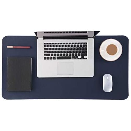 Bedsure Genuine Leather Desk Pad, Office Desk Mat Blotter on Top of Desks, Large Computer Desk Mat, Waterproof Non Slip Desk Pad Protector for Office and Home (Dark Blue,15.7x31.5 inches)