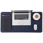 Bedsure Genuine Leather Desk Pad, Office Desk Mat Blotter on Top of Desks, Large Computer Desk Mat, Waterproof Non Slip Desk Pad Protector for Office and Home (Dark Blue,15.7x31.5 inches)