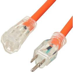 Amazon Basics 12/3 SJTW Heavy-Duty Lighted Extension Cord, Set of 4 - 50 Feet, Orange