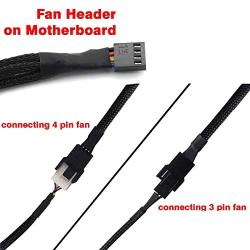 5 Pack- 11.8 inch PWM Fan Extension Cable PC Fan Extension Cable Compatible with ATX Case 3 Pin & 4 Pin Cooling Fans Durable Black Nylon Braided Case Fan Extension Cable