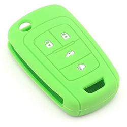 iSaddle Silicone Protecting Vehicle Remote Start Key Case Cover Fob Holder for Chevrolet Camaro Cruze Equinox Malibu Orlando Sonic (Green Color)