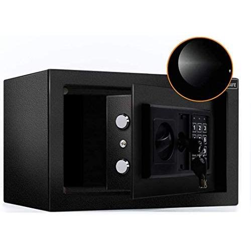 JUGREAT Security Safe Box with Induction Light,0.4 Cubic Feet Electronic Digital Securit Safe Steel Construction Hidden with Lock，Wall or Cabinet Anchoring Design for Home Office Hotel Business