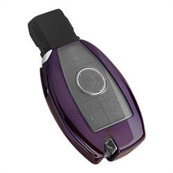 TANGSEN Smart Key Fob Case Purple TPU Protective Cover for Mercedes Benz A B C CLA CLS E G GL GLA GLC GLE GLK GLS GT M R S SL SLC SLK SLS Class AMG Viano 2 3 Button Keyless Entry Remote Accessories