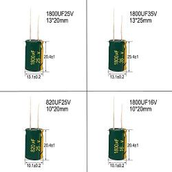 16V 25V 35V Electrolytic Capacitor 820uF 1800uF Low ESR Capacitors Assortment Kit Used in Electronic Toys Monitors Stereos Game Consoles