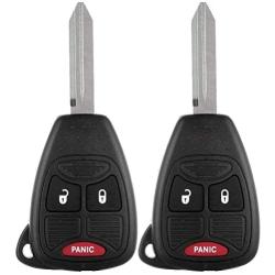 OCPTY 2 Uncut Blade Blank Key Remote Shell Case Cover Replacement for Chrysler for Dodge for Jeep 3 Buttons