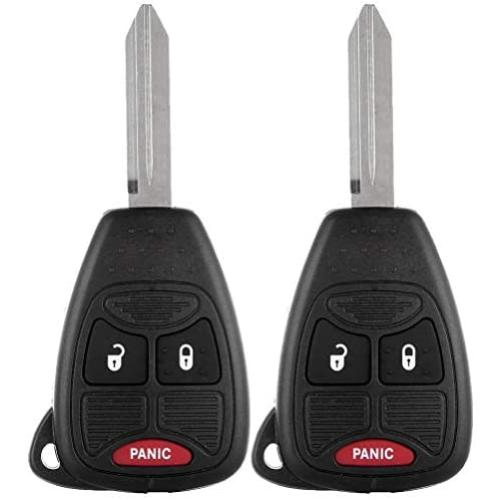 OCPTY 2 Uncut Blade Blank Key Remote Shell Case Cover Replacement for Chrysler for Dodge for Jeep 3 Buttons
