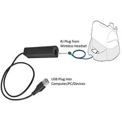 RJ9 Plug to USB Headset Adapter Compatible with Plantronics Jabra Sennheiser Wireless DECT Headsets for Use with Computers PC Laptop Mac Tablet Window Softphones Devices