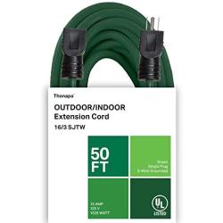 Thonapa Outdoor Extension Cord - 16/3 SJTW Durable Green Cable - Great for Garden and Major Appliances (50 Foot)