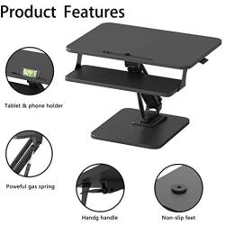 ZHU CHUANG Stand Up Desk Standing Desk Converter Gas Spring Sit Stand Desk Workstation Sit to Stand Desk Riser (Black 2)