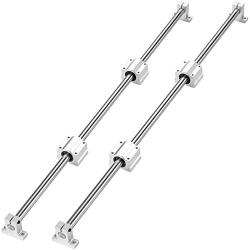 BestEquip Linear Rail Slide 2PCs 16mm x 500mm Linear Bearing Slide Set with 4Pcs Block Bearings SC20UU+4Pcs Shaft Support Linear Shaft CNC Parts Kits for Electronic Equipment Guide Bar