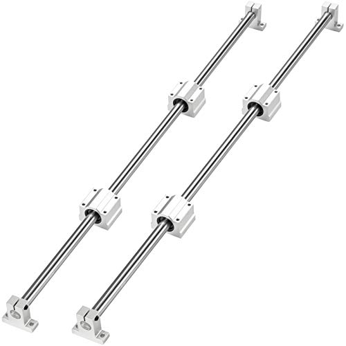 BestEquip Linear Rail Slide 2PCs 16mm x 500mm Linear Bearing Slide Set with 4Pcs Block Bearings SC20UU+4Pcs Shaft Support Linear Shaft CNC Parts Kits for Electronic Equipment Guide Bar