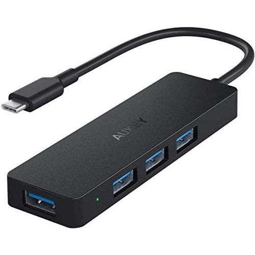 AUKEY USB C Hub Ultra Slim USB C Adapter with 4 USB 3.0 Ports USB Type C Hub for MacBook Pro, Google Chromebook Pixelbook, XPS, Samsung S9/S8 and More USB Type C Devices (Black)