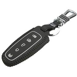 WFMJ Black Leather Remote Smart 5 Buttons Key Cover Case Fob for Ford Edge Escape Explorer Focus Flex Taurus Fusion