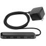 GE Ultra Pro 4 Port USB Extension Strip, 6 Ft Braided Cord, Slim Charger, Charging Station, 24W Total Power, For iPhone 12/11/Pro/Max/Xs/XR/X, iPad, Samsung Galaxy S21/S10/S9, Black, 54734, 1 Pack