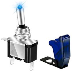 DaierTek Blue Aircraft LED Toggle Switch 12V Lighted with Guard Safety Cover 3 Pin ON Off 20 Amp for DC Automotive